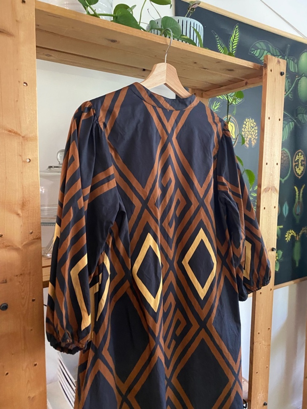 Anthropologie Porridge Brown Black Print Mireil Midi Dress Small - Picture 12 of 16